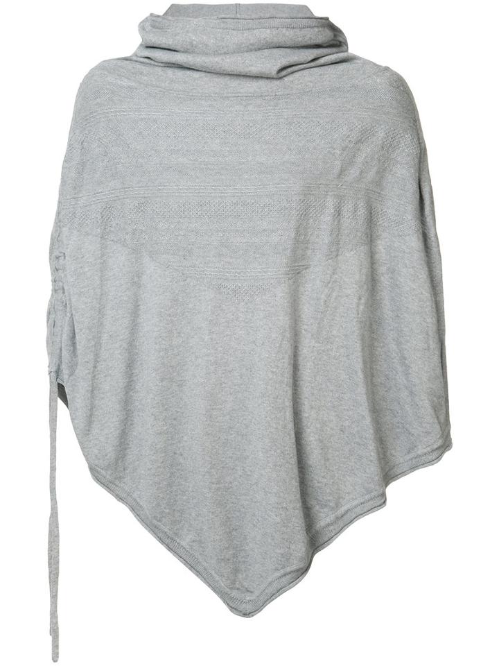 Private Stock - Roll Neck Poncho - Unisex - Cotton - One Size, Grey, Cotton