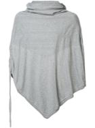 Private Stock - Roll Neck Poncho - Unisex - Cotton - One Size, Grey, Cotton