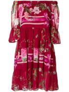 Blugirl Floral Print Off Shoulder Dress - Red