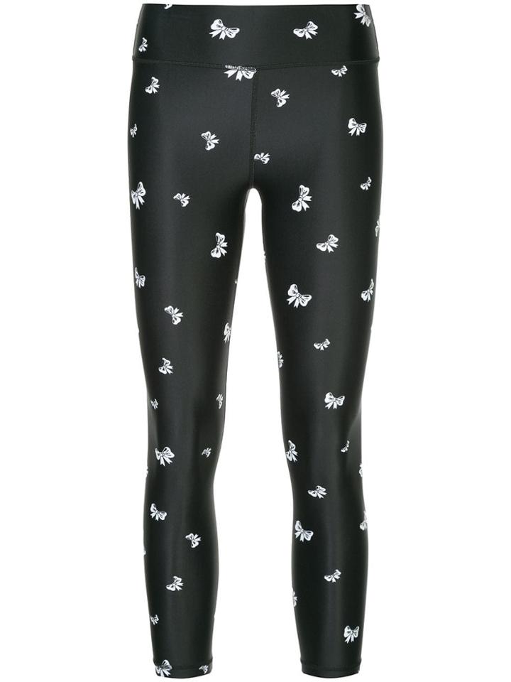 The Upside Bow Print Leggings - Black