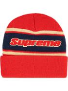 Supreme Chenille Stripe Beanie - Red
