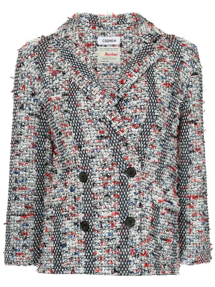 Coohem Double Breasted Tweed Blazer - Multicolour