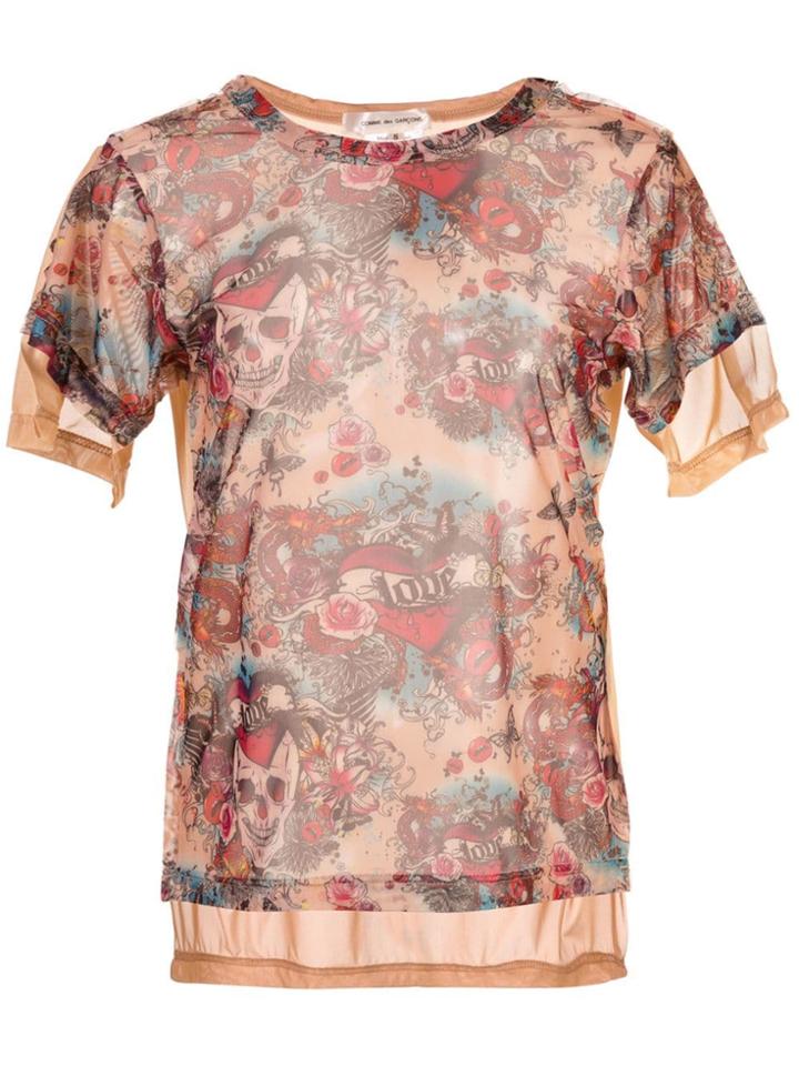 Comme Des Garçons Mesh Print T-shirt - Neutrals
