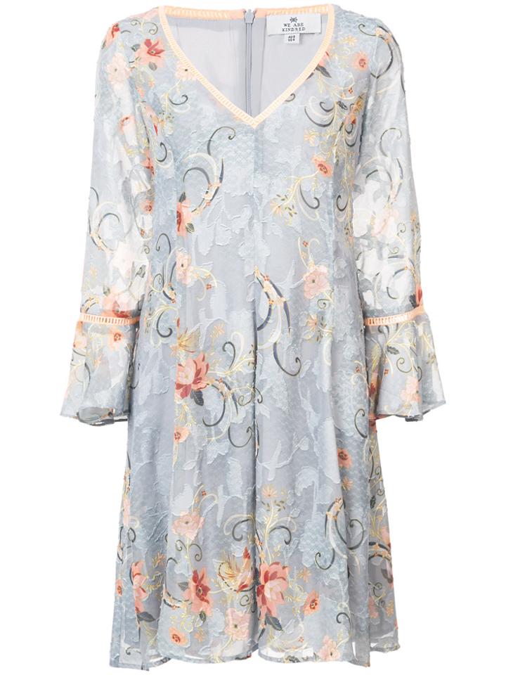 We Are Kindred Oriental Print Flared Dress - Grey