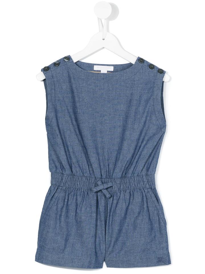 Burberry Kids Sleeveless Playsuit, Girl's, Size: 7 Yrs, Blue