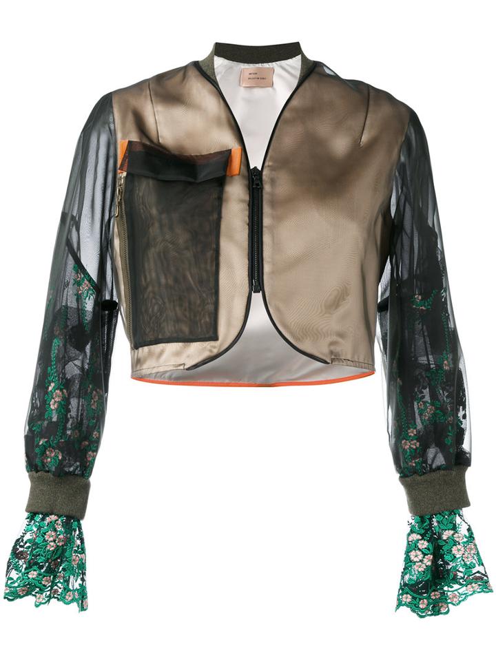 Quetsche Cropped Bomber Jacket, Women's, Size: 38, Silk/polyester