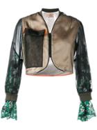 Quetsche Cropped Bomber Jacket, Women's, Size: 38, Silk/polyester