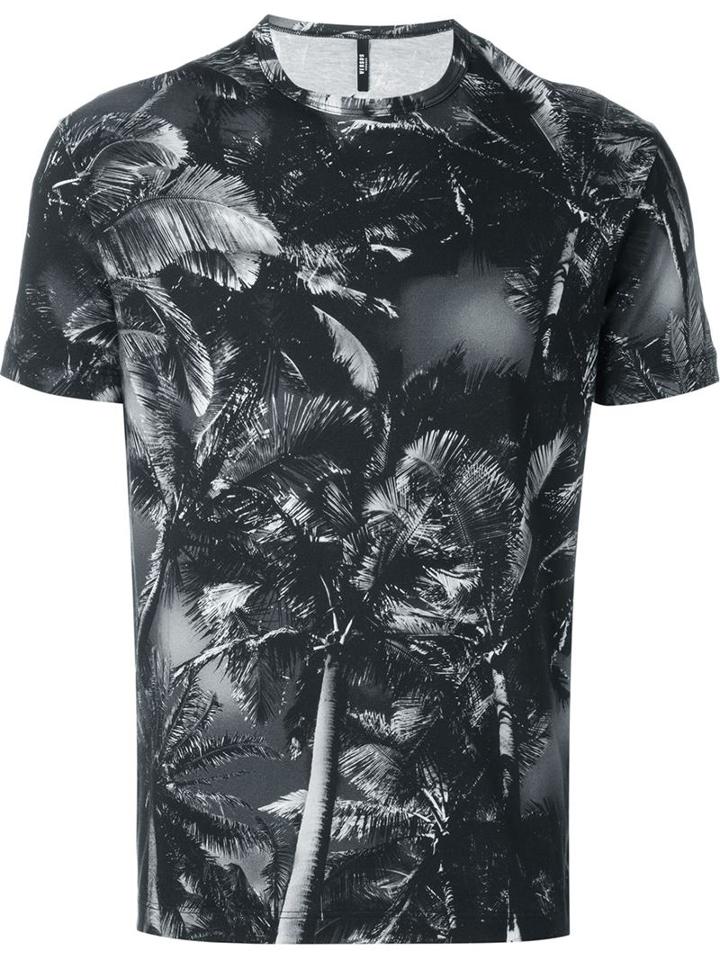 Versus Palm Tree Print T-shirt, Men's, Size: M, Grey, Cotton/spandex/elastane