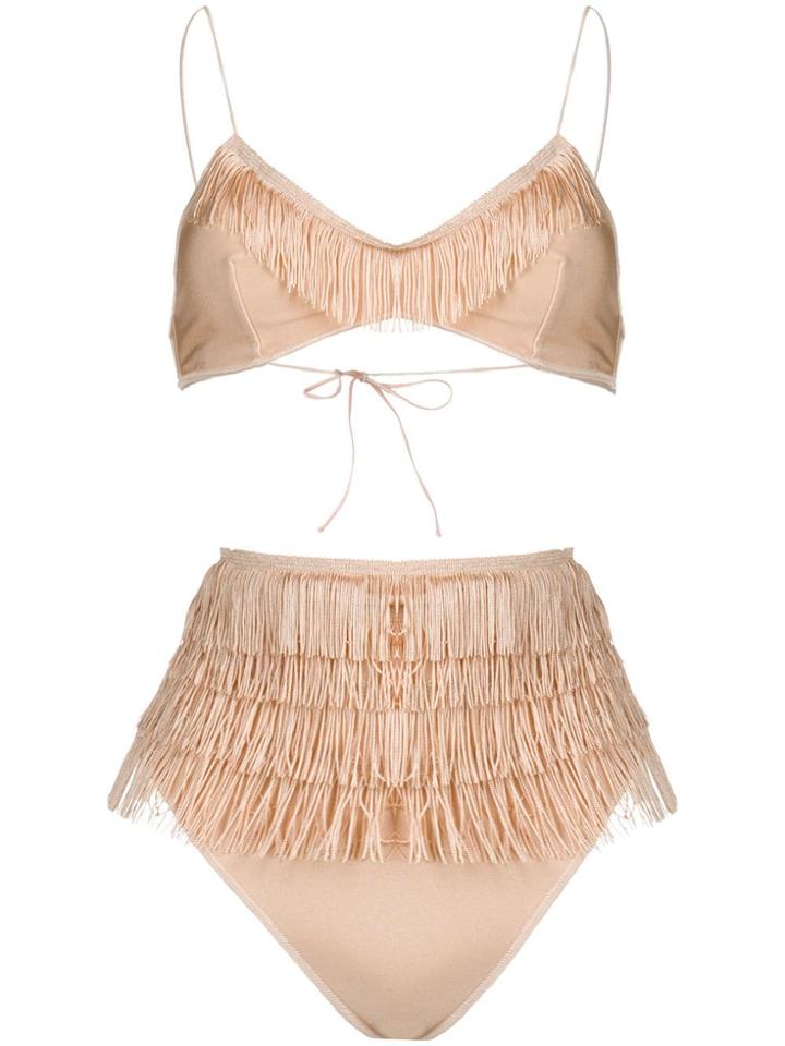 Oseree Fringe Styled Bikini Set - Neutrals