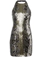 Balmain Sequined Halterneck Dress, Women's, Size: 36, Grey, Polyester/viscose/cotton