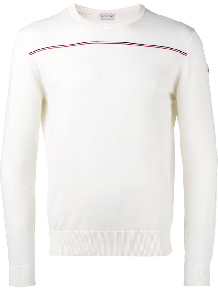 Moncler Contrast Stripe Sweater, Men's, Size: Xl, White, Cotton