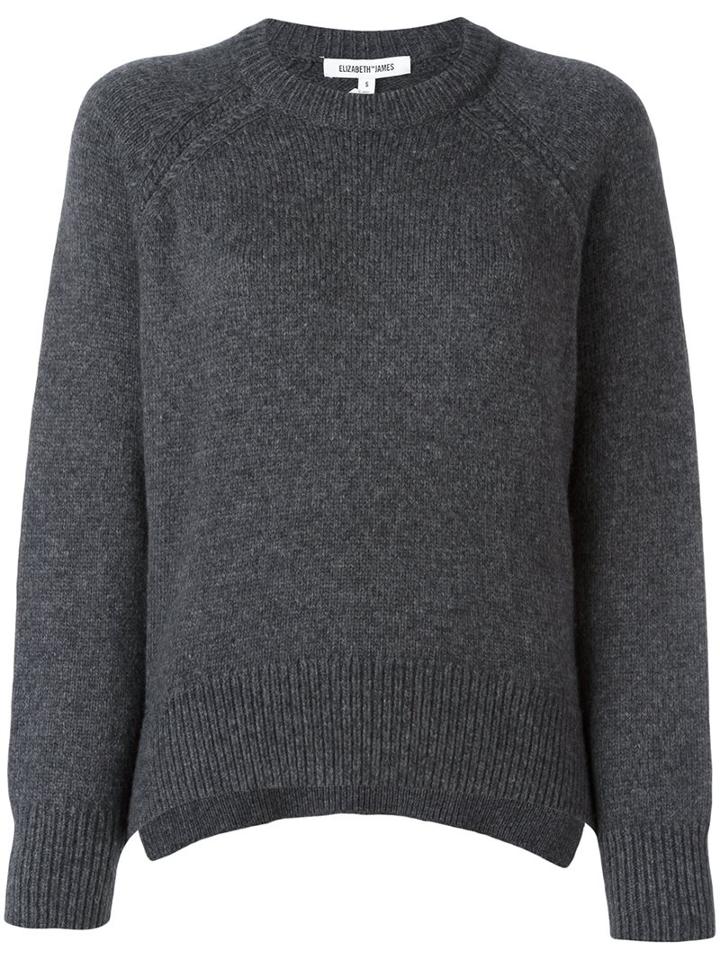 Elizabeth And James Crew Neck Jumper, Women's, Size: Small, Grey, Wool/nylon
