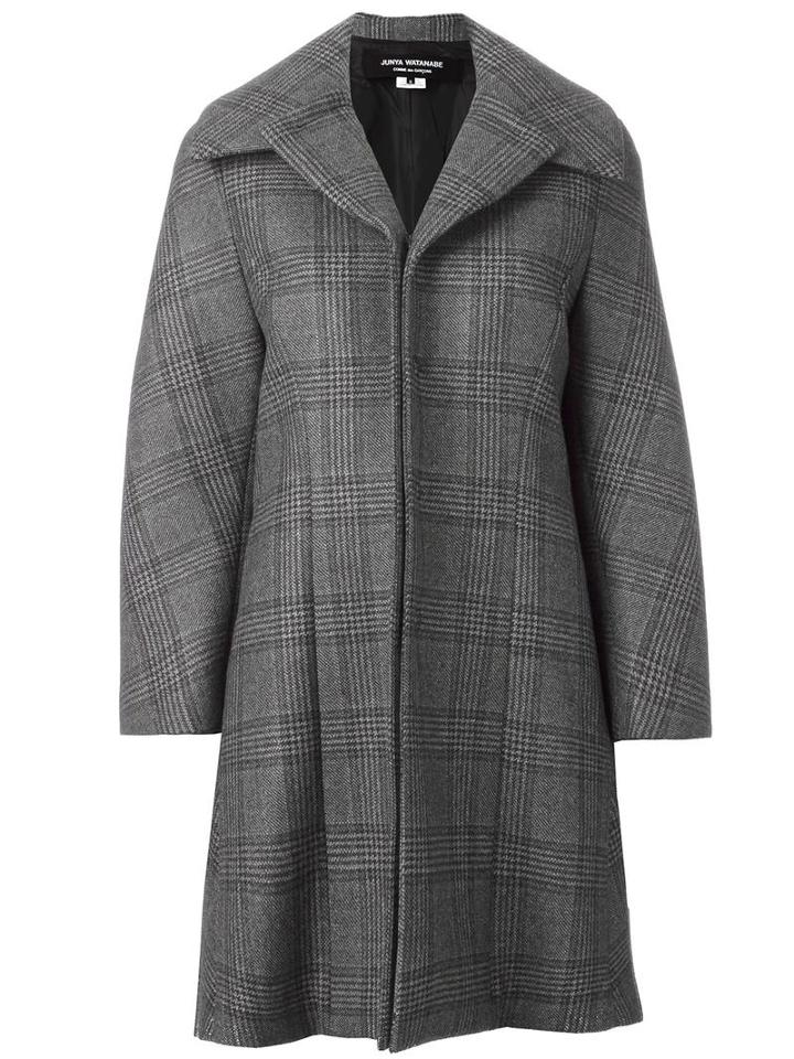 Junya Watanabe Comme Des Garçons Checked Oversized Coat, Women's, Size: Large, Grey, Nylon/cupro/wool
