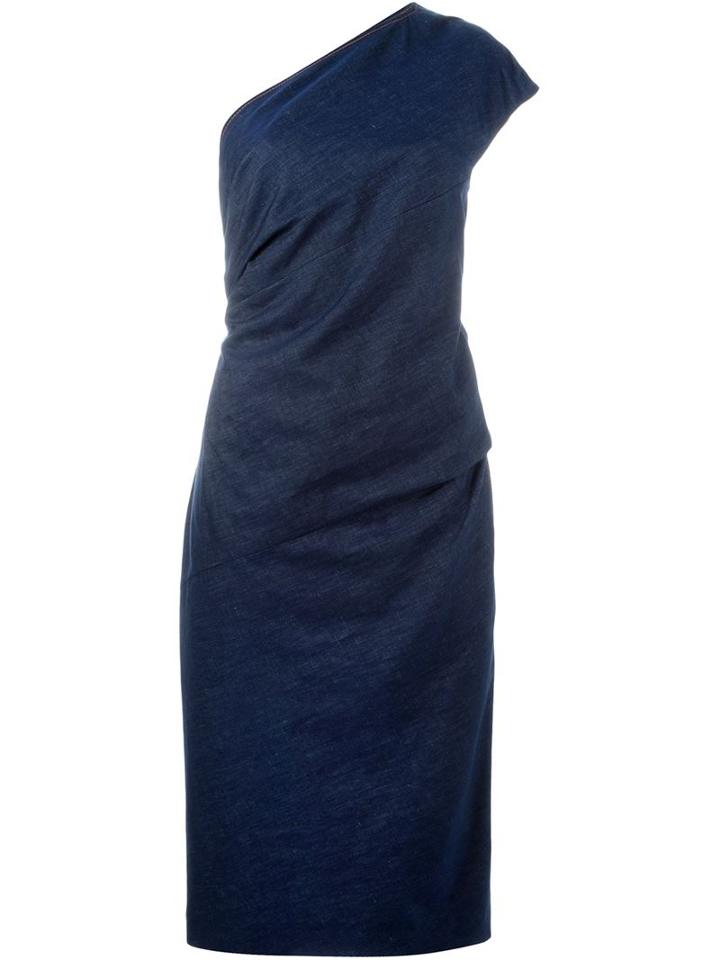 Emilio Pucci - Asymmetric Dress - Women - Silk/cotton/linen/flax - 40, Blue, Silk/cotton/linen/flax