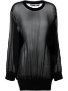 Mcq Alexander Mcqueen Sheer Loose Top, Women's, Size: 40, Black, Nylon/polyester/viscose