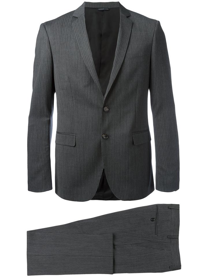 Tonello Pinstriped Suit, Men's, Size: 52, Grey, Spandex/elastane/cupro/virgin Wool