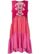 Peter Pilotto Sleeveless Embroidered Dress - Pink & Purple