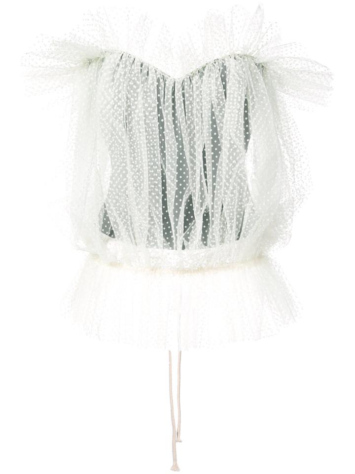 Natasha Zinko Strapless Ruffle Top - White