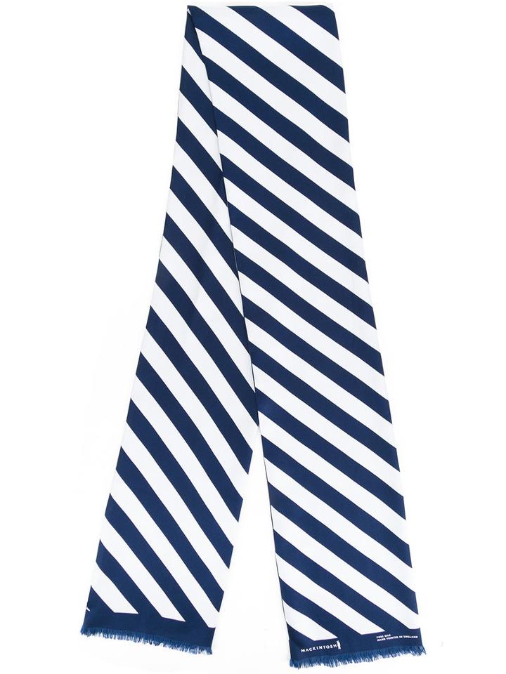 Mackintosh - Striped Scarf - Women - Silk - One Size, Women's, Blue, Silk