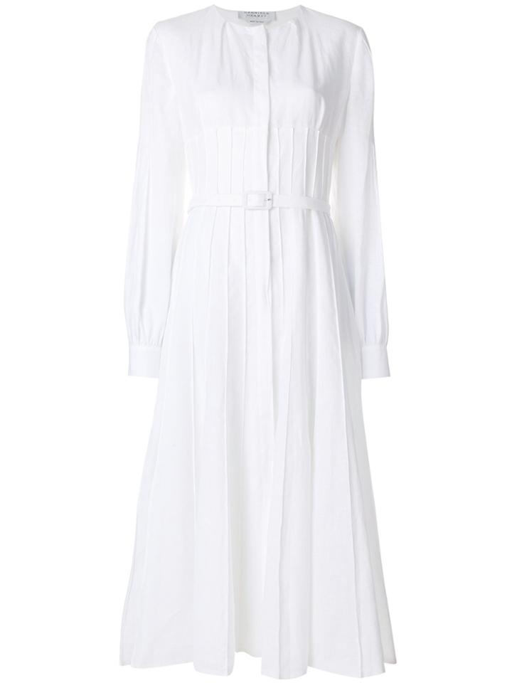 Gabriela Hearst Pleated Belted Dress - White