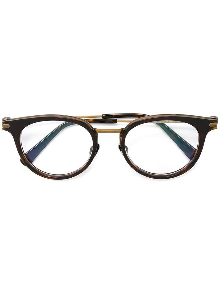Brioni Round Frame Glasses, Black, Acetate/titanium
