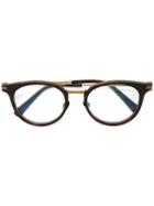 Brioni Round Frame Glasses, Black, Acetate/titanium
