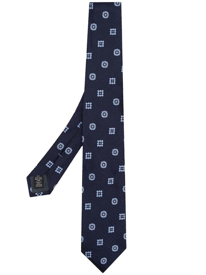 Ermenegildo Zegna Floral Motif Jacquard Tie - Blue