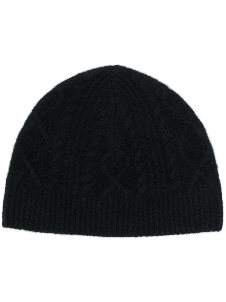 Pringle Of Scotland Cable Knit Beanie - Black