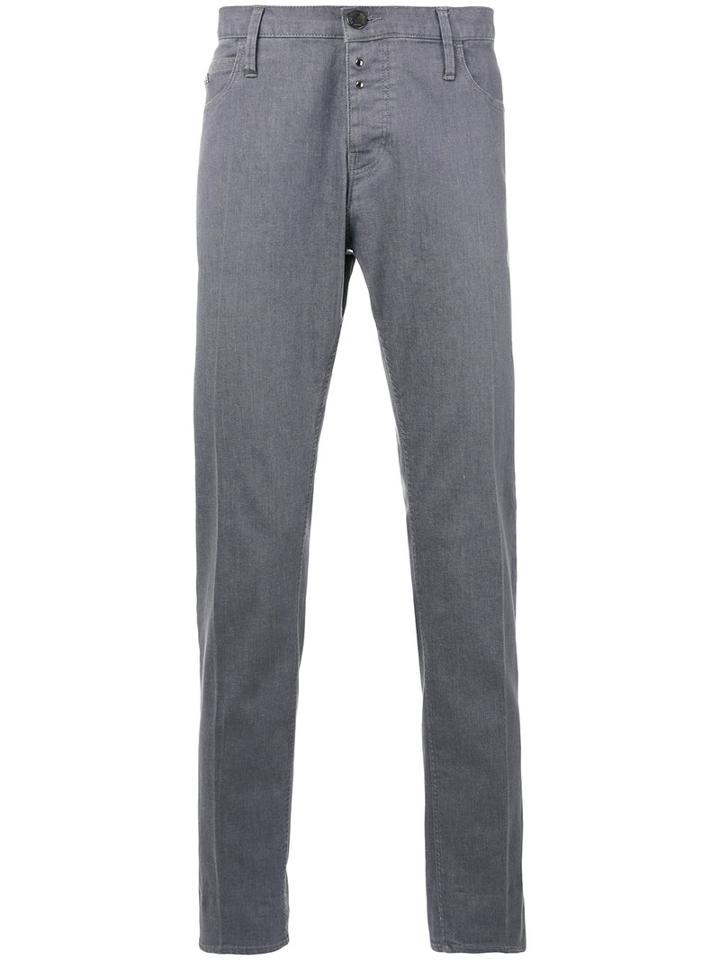 Emporio Armani - Denim Fitted Trousers - Men - Cotton/elastolefin - 33, Grey, Cotton/elastolefin