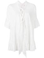 See By Chloé - Lace-up Front Blouse - Women - Cotton/linen/flax - 36, White, Cotton/linen/flax