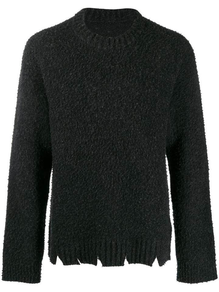 Maison Margiela Distressed Chunky Knit Sweater - Black