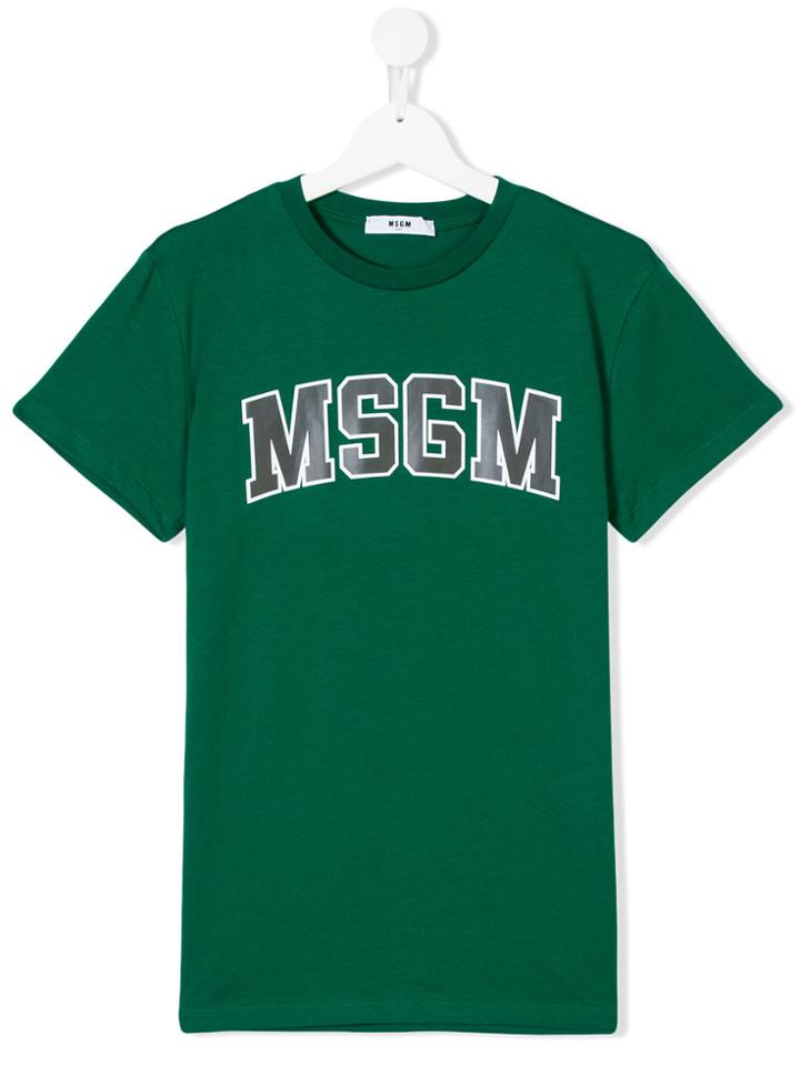 Msgm Kids Logo Print T-shirt - Green