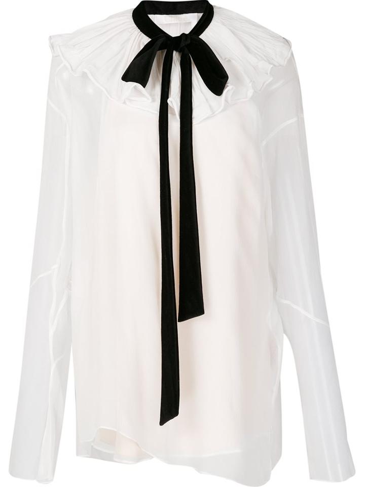 Chloé Crepe Ruffle Collar Blouse, Women's, Size: 38, White, Silk