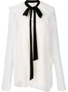 Chloé Crepe Ruffle Collar Blouse, Women's, Size: 38, White, Silk