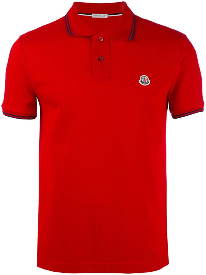 Moncler Striped Trim Polo Shirt - Red