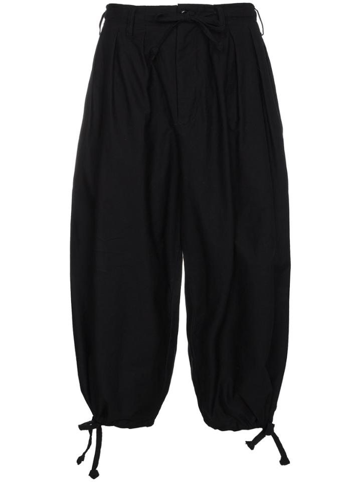 Yohji Yamamoto Open Tuck Drawstring Trousers - Black