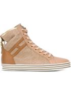 Hogan Rebel R182 Hi-top Sneakers, Women's, Size: 38.5, Nude/neutrals, Leather/cotton/rubber