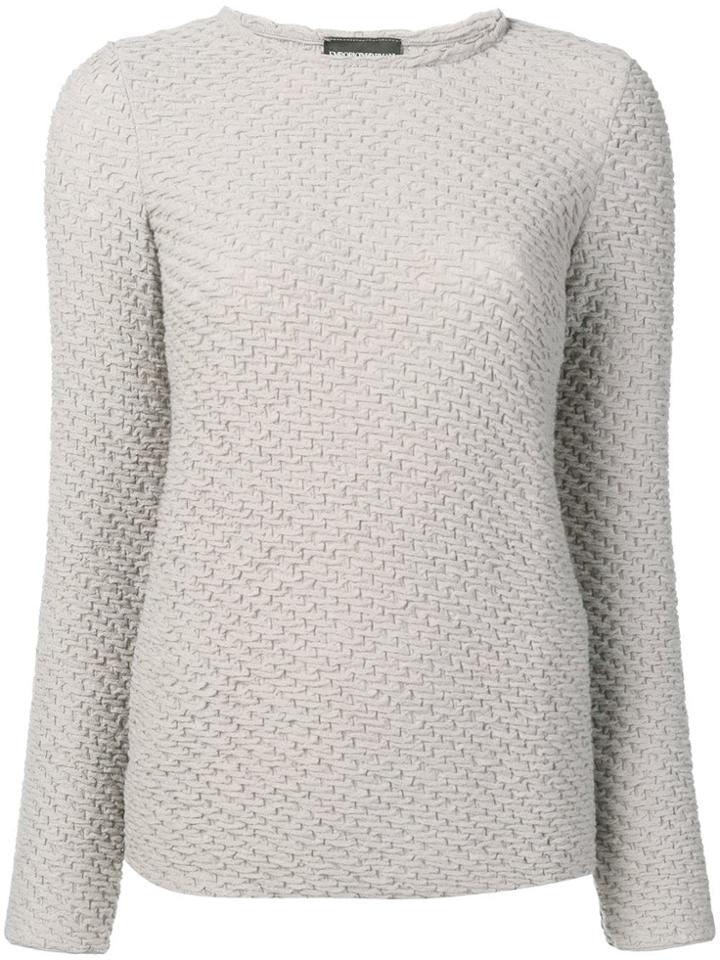 Emporio Armani Interlace Knit Sweater - Grey