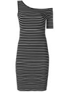 Frame Denim Striped One-sleeve Dress - Black