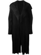 Pleats Please By Issey Miyake Draped Front Pleated Coat, Women's, Size: 4, Black, Polyester
