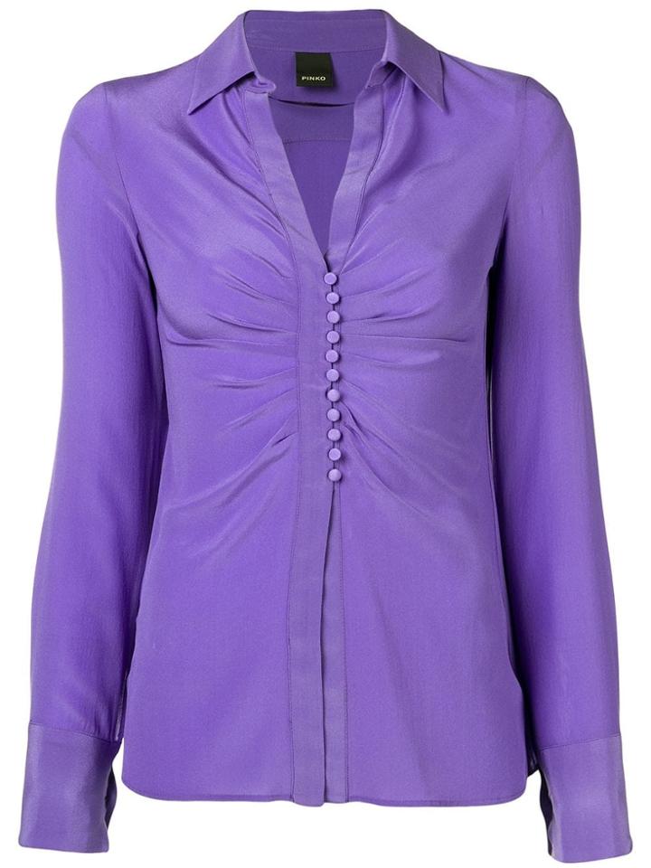 Pinko Drapped Button Blouse - Pink & Purple
