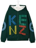 Kenzo Kids Printed Logo Hoodie - Green