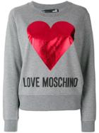 Love Moschino Logo Heart Print Sweatshirt - Grey