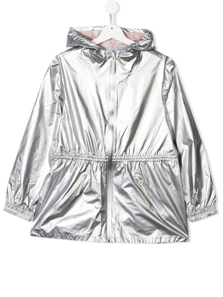 Bonpoint Teen Metallic Hooded Raincoat - Silver