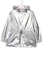 Bonpoint Teen Metallic Hooded Raincoat - Silver