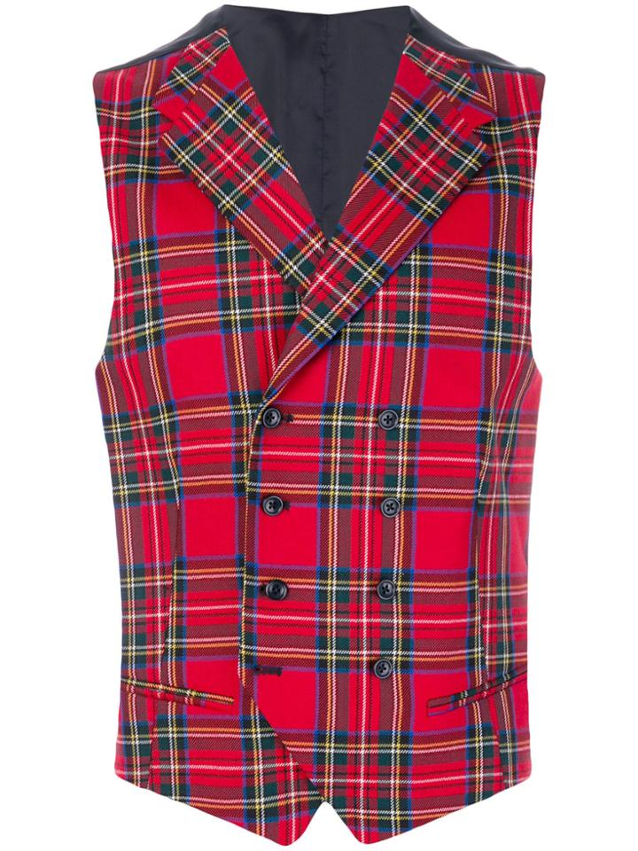 Paura Danilo Tartan Waistcoat - Multicolour