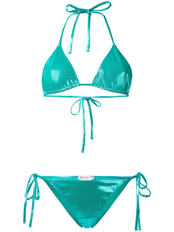 Faith Connexion - Glossy Effect Bikini Set - Women - Polyamide/spandex/elastane - 2, Blue, Polyamide/spandex/elastane