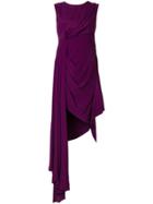 Off-white Draped Asymmetric Dress - Pink & Purple