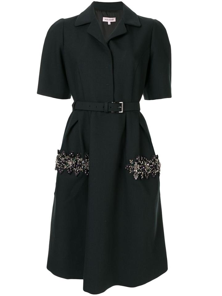 Dice Kayek Bead Embellished Shirt Dress - Green