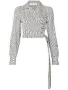 Diane Von Furstenberg Long Sleepolka Dot Wrap Blouse - White